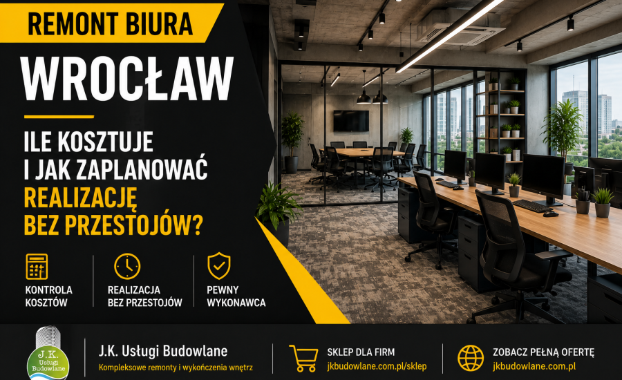 remont biura Wrocław nowoczesna przestrzeń biurowa po modernizacji