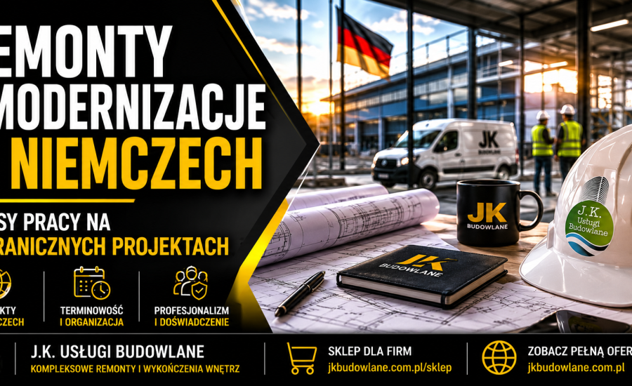 Remonty w Niemczech – projekty budowlane i modernizacje obiektów komercyjnych realizowane przez J.K. Usługi Budowlane.