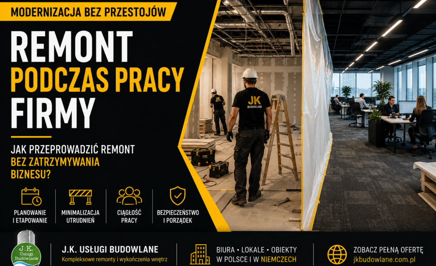 Remont podczas pracy firmy – modernizacja biura lub lokalu bez zatrzymywania biznesu