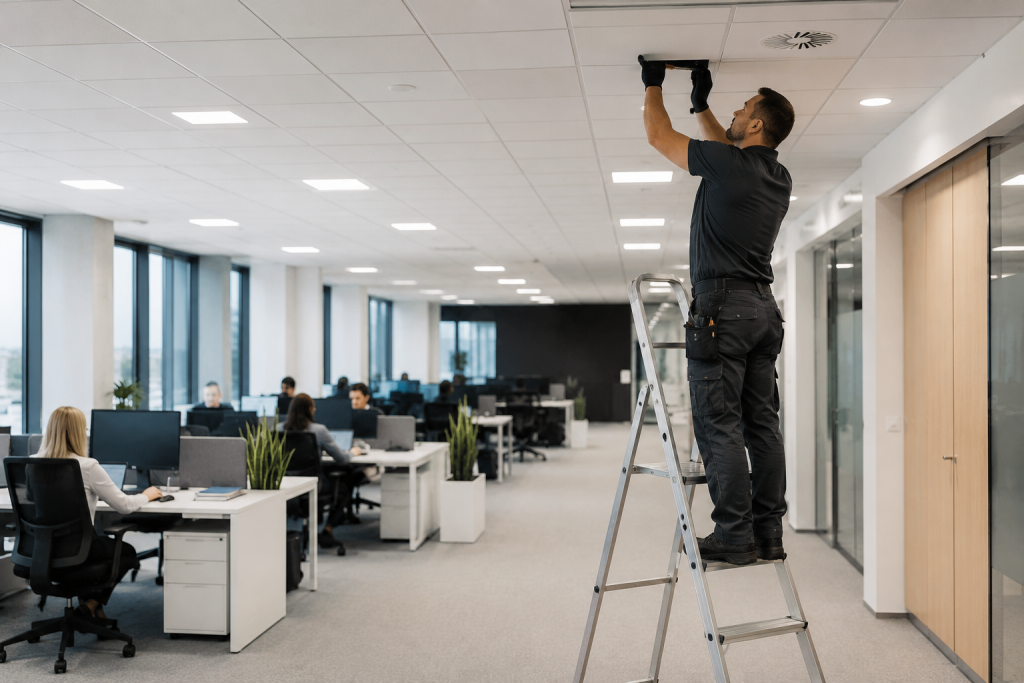 Prace techniczne na czynnym obiekcie biurowym we Wrocławiu