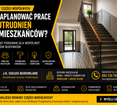 Remont części wspólnych budynku wykonany przez JK Budowlane we Wrocławiu